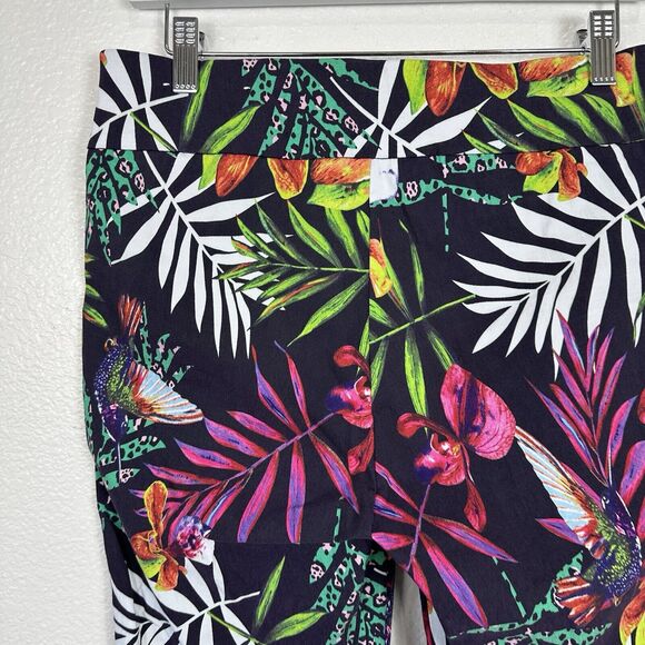Soft Surroundings Pants Women Medium Stretch Crop Navy Floral Tropical Comfort - Picture 6 of 10
